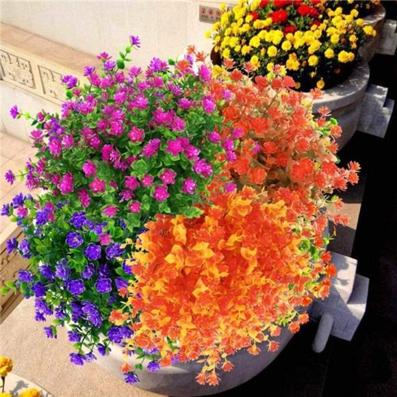 6 Bundles Artificial Fall Flowers No Fade Faux Autumn Plants Fake Indoor Outdoor - Picture 4 of 7